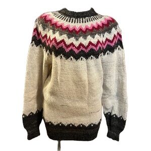 Aliento Designs Alpaca Wool Cozy Knit Sweater Fair Isle style